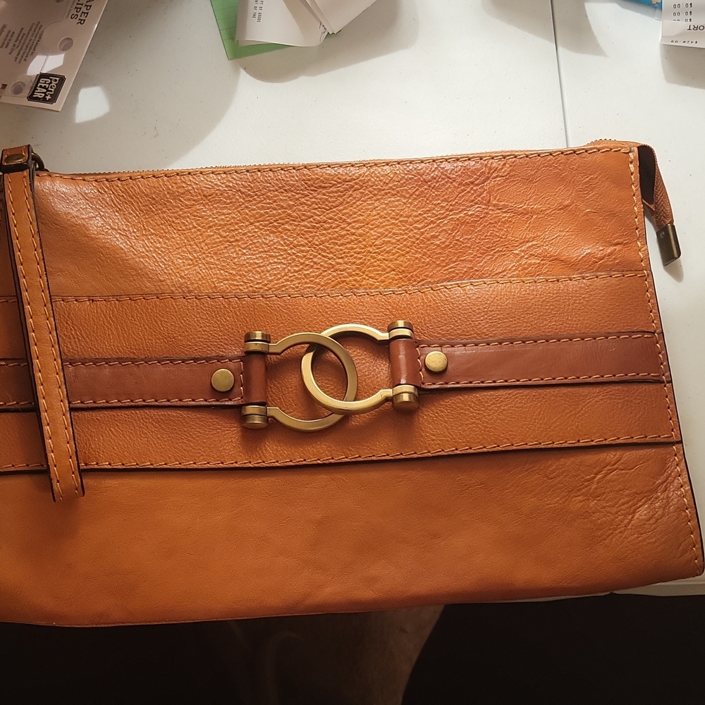 Pratesi Firenze brown leather clutch. Like new